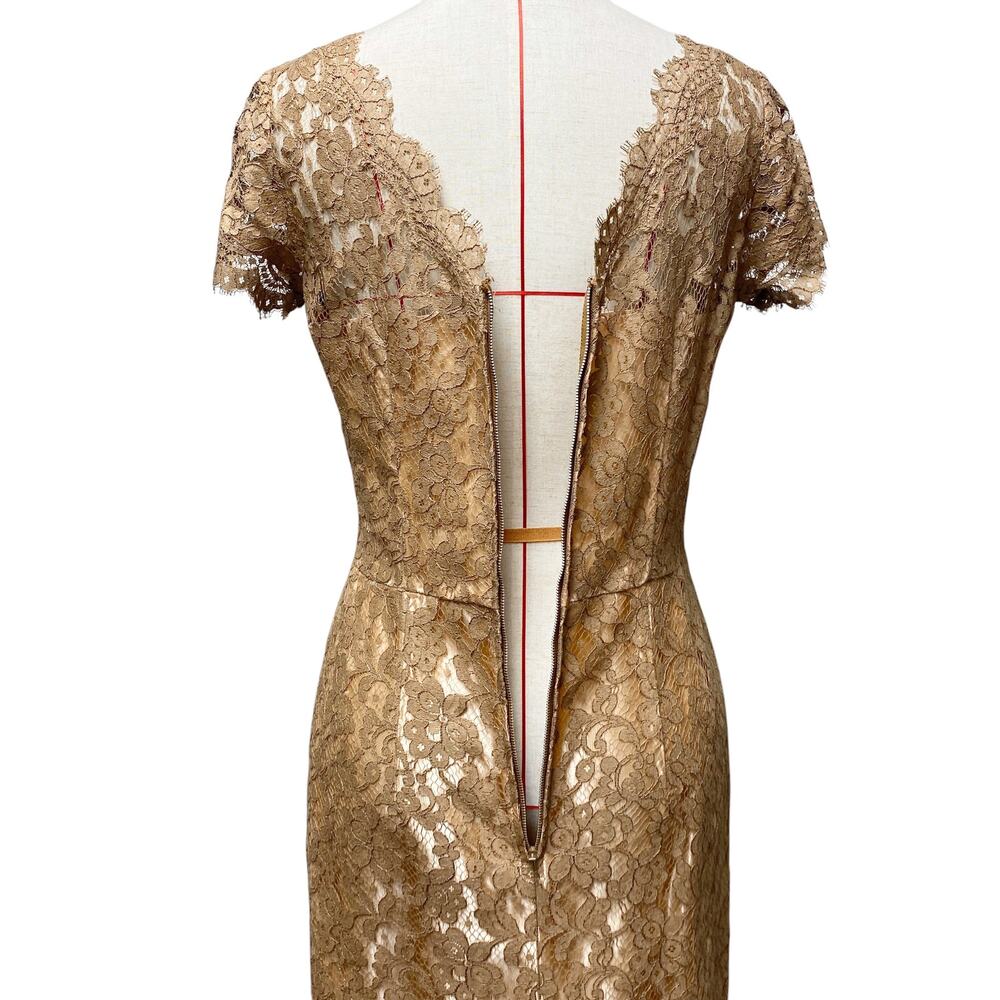 Vintage Womens Homemade Tan Lace Short Sleeve Dress Bolero Jacket Set - Picture 6 of 11